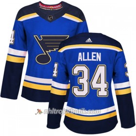 Dame Ishockey St. Louis Blues Tröja Jake Allen 34 Adidas 2017-2018 Blå Authentic